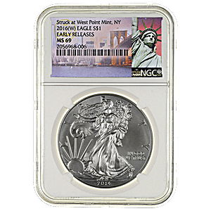 2016 1 oz American Eagle Silver Coin - Graded MS 69 by NGC