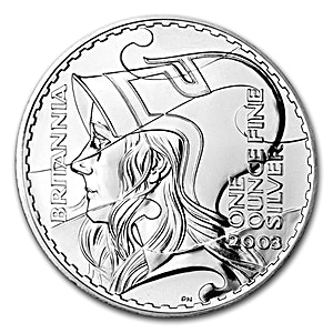 2003 1 oz United Kingdom Silver Britannia Bullion Coin (Pre-Owned in Good Condition)