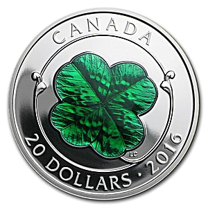 2016 1 oz Canadian $20 Four-Leaf Clover Silver Coin (With Box & COA)