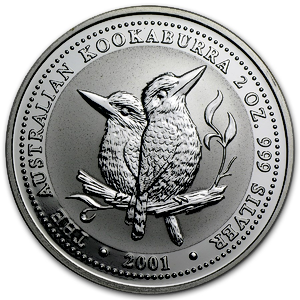 2001 2 oz Australian Silver Kookaburra Bullion Coin