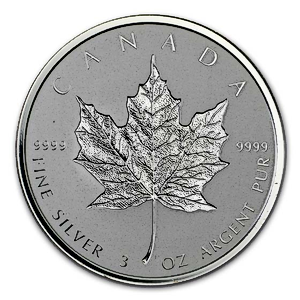2018 3 oz Canadian 30th Anniversay of the Silver Maple Leaf Coin (Pre-Owned in Good Condition)