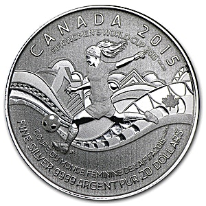 2015 1/4 oz Canada FIFA Women World Cup Silver Coin