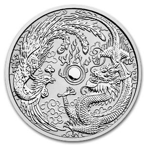 2019 10 oz Australian Silver Dragon & Phoenix Bullion Coin (Pre-Owned in Good Condition)