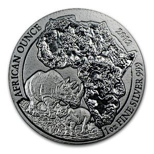 2012 1 oz Rwanda African Rhino Silver Bullion Coin (Pre-Owned in Good Condition)