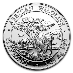 2012 1 oz Somalian Silver Elephant Bullion Coin (Pre-Owned in Good Condition)
