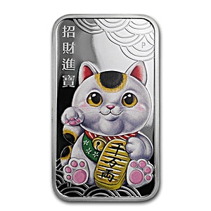 2018 1 oz Tuvalu Lucky Cat Proof Silver Coin (With Box & COA)