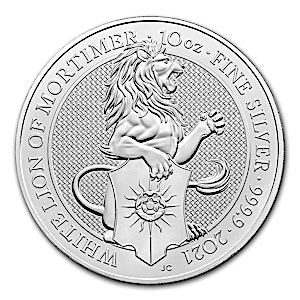 2021 10 oz United Kingdom Queen's Beast The White Lion Silver Bullion Coin