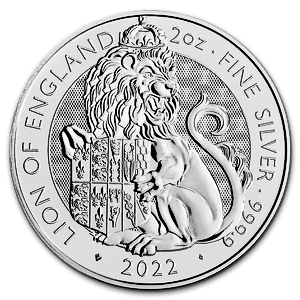 2022 2 oz United Kingdom Silver Tudor Beasts Bullion Coin - The Lion of England