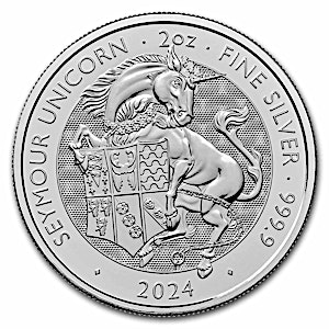 2024 2 oz United Kingdom Silver Tudor Beasts Bullion Coin - The Seymour Unicorn