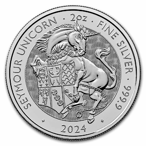 2024 2 oz United Kingdom Silver Tudor Beasts Bullion Coin - The Seymour Unicorn