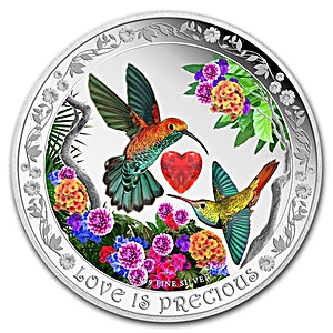 2016 1 oz Niue Love is Precious Hummingbird Silver Coin