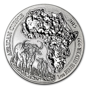 2015 1 oz Rwanda African Cape Buffalo Silver Bullion Coin (Pre-Owned in Good Condition)