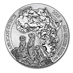 2016 1 oz Rwanda Silver Meerkat Bullion Coin