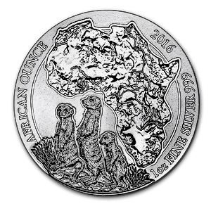 2016 1 oz Rwanda Silver Meerkat Bullion Coin