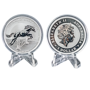 2 pcs of 1 oz 2015 Australian Silver Stock Horse Series Coins - Total 2 oz Silver(Pre-Owned in Good Condition)