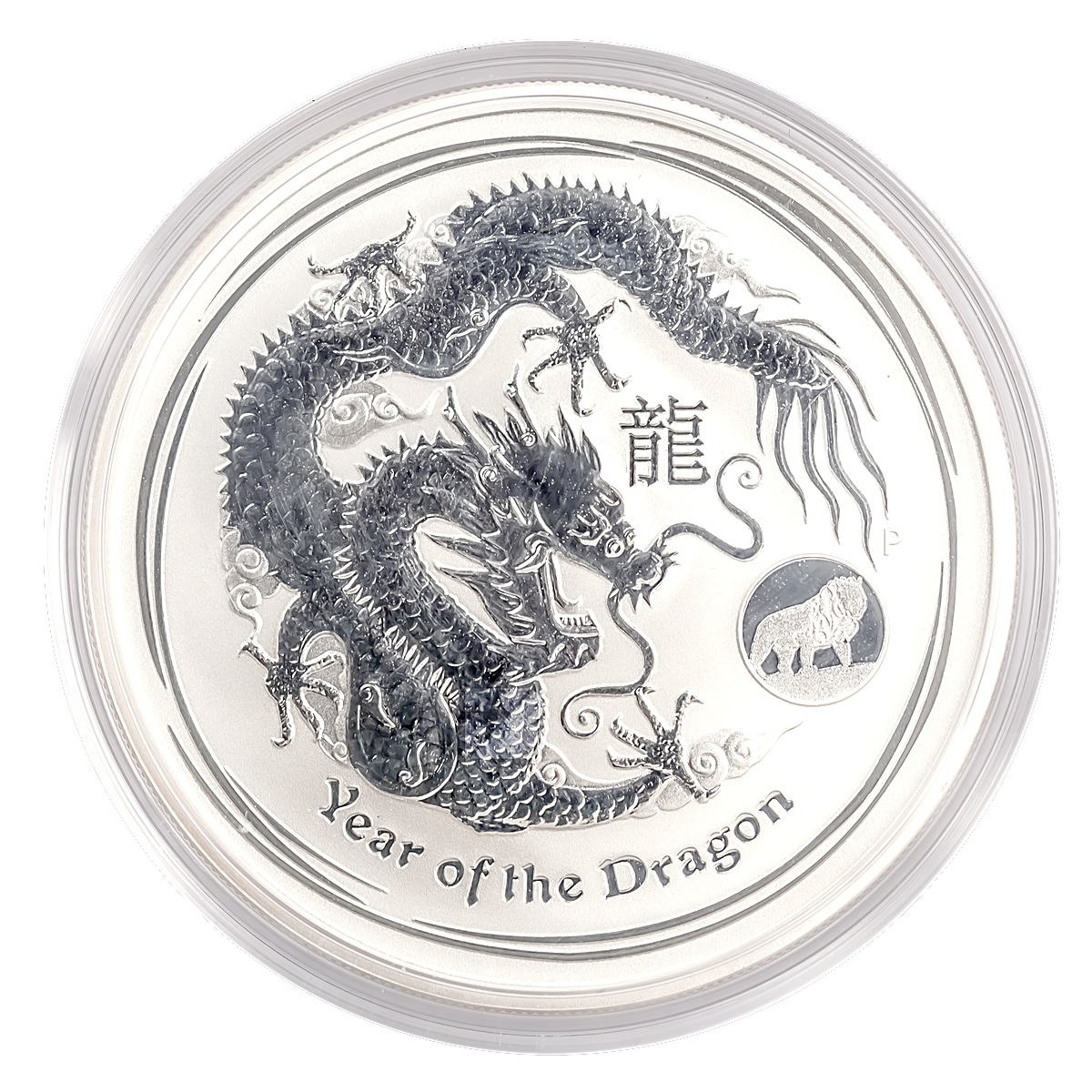 2012 1oz .999 Fine Silver Australian Lunar Year of the Dragon Lion Privy Coin 