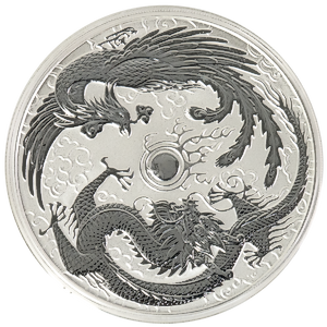 2019 10 oz Australian Silver Dragon & Phoenix Bullion Coin (Pre-Owned in Good Condition)