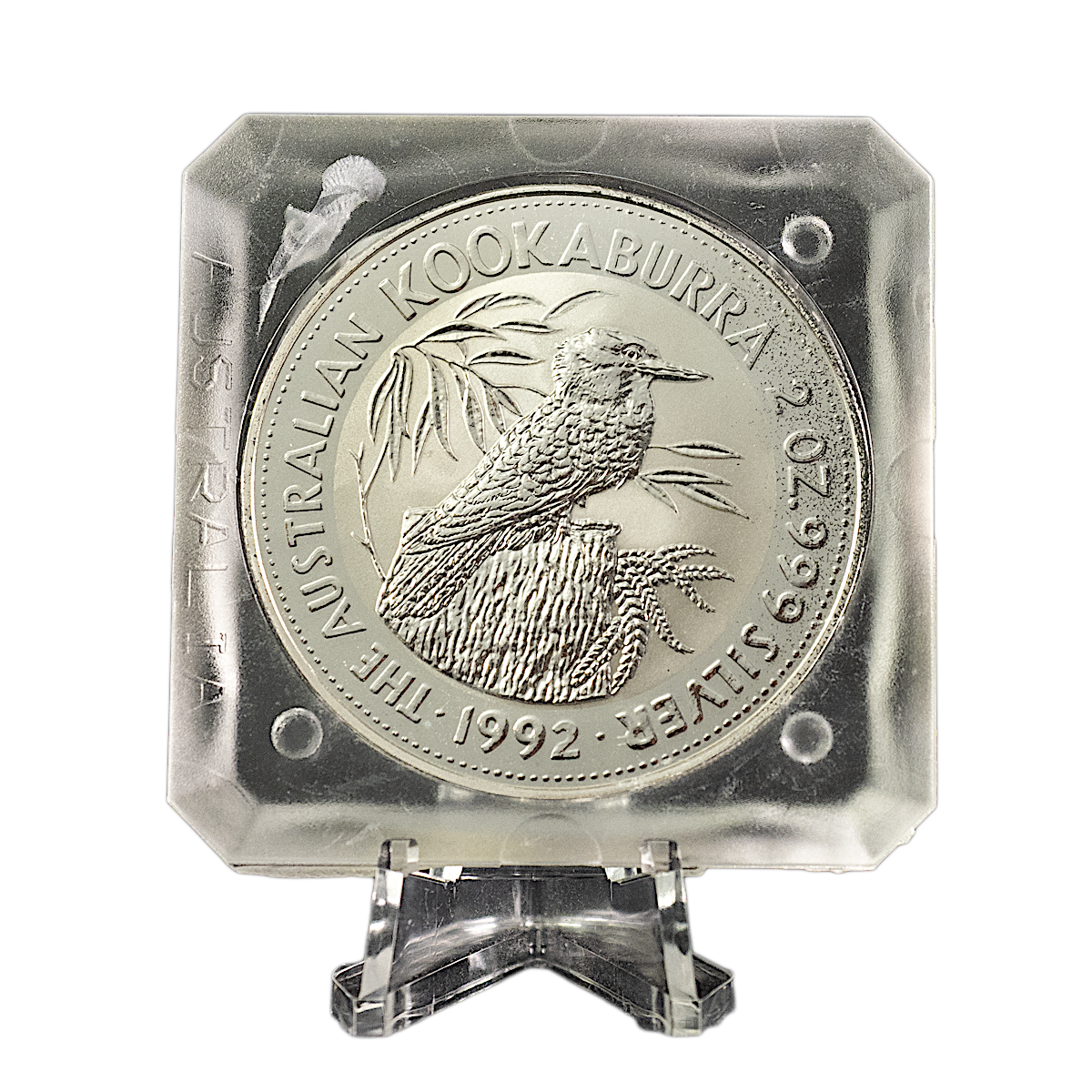 5 pcs of 2 oz 1992 Australian Silver Kookaburra Coins - Total 10 oz Silver