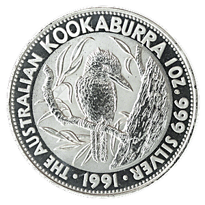 1991 1 oz Australian Silver Kookaburra Bullion Coin