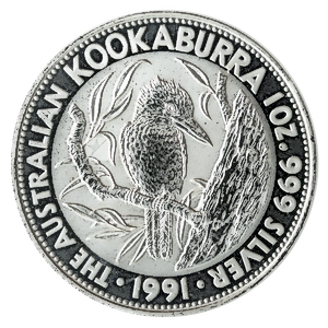 1991 1 oz Australian Silver Kookaburra Bullion Coin