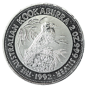 1992 2 oz Australian Silver Kookaburra Bullion Coin