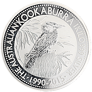 1990 1 Kilogram Australian Silver Kookaburra Bullion Coin