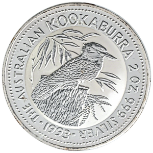 1993 2 oz Australian Silver Kookaburra Bullion Coin