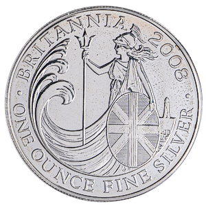 2008 1 oz United Kingdom Silver Britannia Bullion Coin (Pre-Owned in Good Condition)