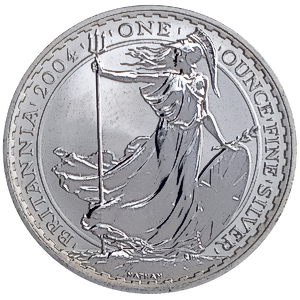 2004 1 oz United Kingdom Silver Britannia Bullion Coin (Pre-Owned in Good Condition)
