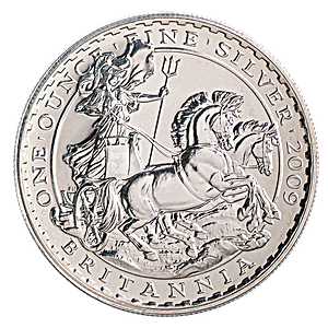 2009 1 oz United Kingdom Silver Britannia Bullion Coin (Pre-Owned in Good Condition)