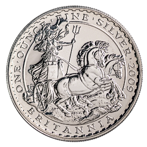 2009 1 oz United Kingdom Silver Britannia Bullion Coin (Pre-Owned in Good Condition)