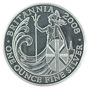 United Kingdom Silver Britannia 2008 - Circulated in Good Condition - 1 oz 