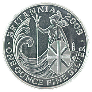 2008 1 oz United Kingdom Silver Britannia Bullion Coin (Pre-Owned in Good Condition)