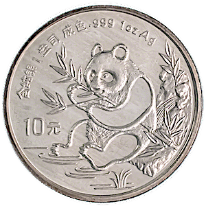 1991 1 oz Chinese Silver Panda Bullion Coin