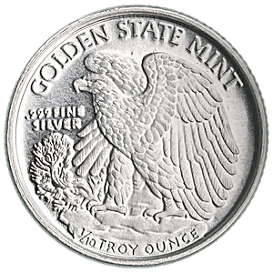 Walking Liberty Silver Round - Circulated in good condition - 1/10 oz