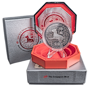 2 pcs of 2 oz 1994 Singapore Mint Silver Piedfort 