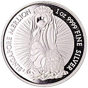 1 oz Singapore Silver Merlion Bullion Round (Low Spread of Only 0.99%!)