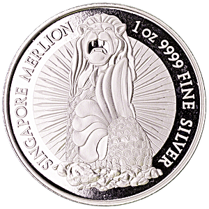 1 oz BullionStar Singapore Merlion Silver Bullion Round