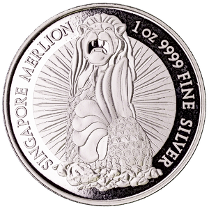 1 oz BullionStar Singapore Merlion Silver Bullion Round