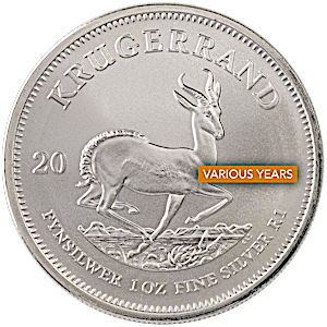 1 oz South African Silver Krugerrand Bullion Coin (Various Years)