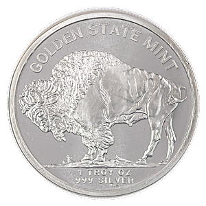 1 oz Golden State Mint Buffalo Silver Bullion Round