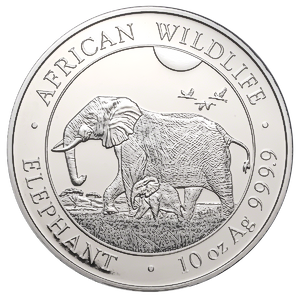 2022 10 oz Somalian Silver Elephant Bullion Coin (Pre-Owned in Good Condition)