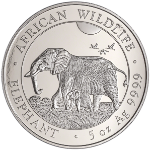 2022 5 oz Somalian Silver Elephant Bullion Coin (Pre-Owned in Good Condition)