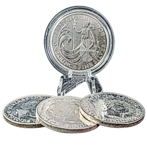 4 pcs of 1 oz 2008 United Kingdom Silver Britannia Coins – Total 4 oz Silver (Pre-Owned in Good Condition)