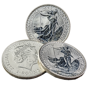 3 pcs of 1 oz 2004 United Kingdom Silver Britannia Coins – Total 3 oz Silver (Pre-Owned in Good Condition)