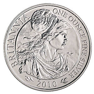 United Kingdom Silver Britannia  2010 - Circulated in Good Condition - 1 oz 