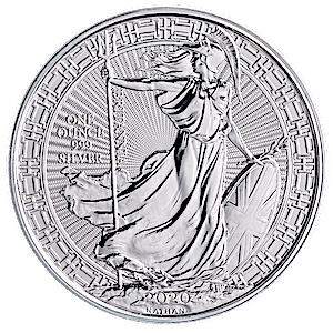 2020 1 oz United Kingdom Silver Britannia Bullion Coin - Oriental Border Design