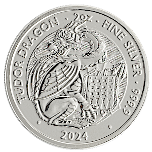 2024 2 oz United Kingdom Silver Tudor Beasts Bullion Coin - The Tudor Dragon