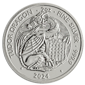 2024 2 oz United Kingdom Silver Tudor Beasts Bullion Coin - The Tudor Dragon