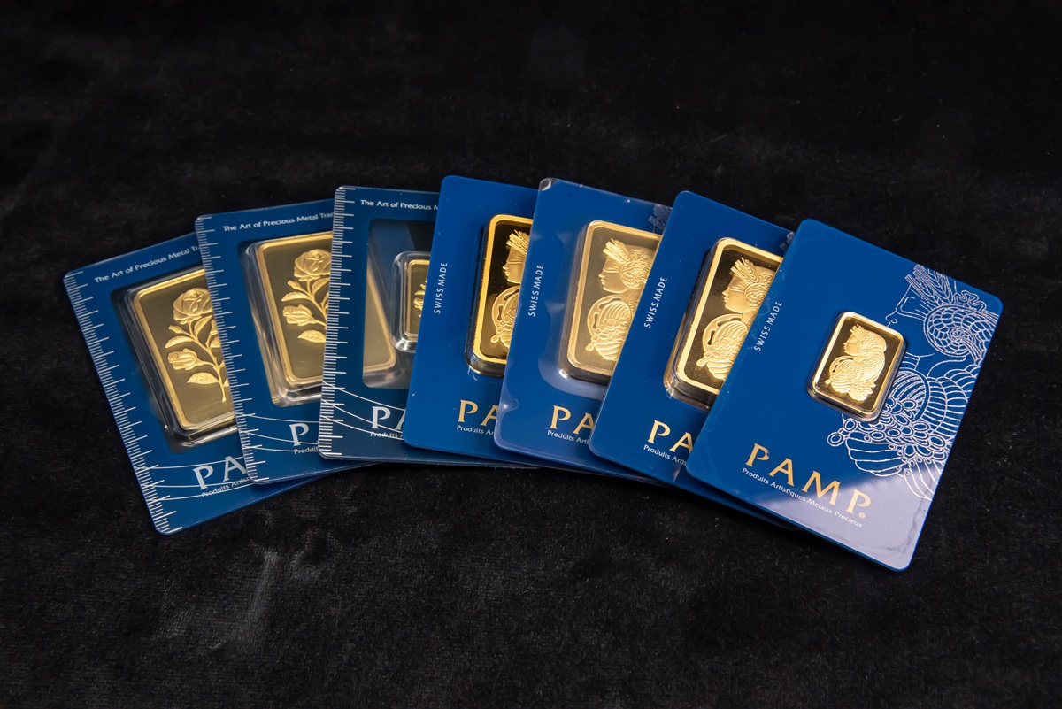 A selection of PAMP gold bars.
